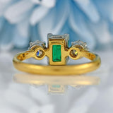 Ellibelle Jewellery Vintage Emerald & Diamond 18ct Gold Three-Stone Engagement Ring (0.62cts)