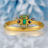 Ellibelle Jewellery Vintage Emerald & Diamond 18ct Gold Three-Stone Trilogy Ring (0.73cts)