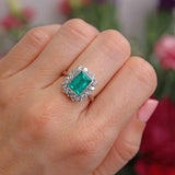 Ellibelle Jewellery Vintage Emerald & Diamond 18ct White Gold Cluster Engagement Ring (2.75cts)