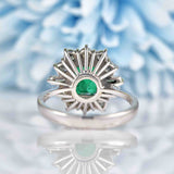 Ellibelle Jewellery Vintage Emerald & Diamond 18ct White Gold Cluster Engagement Ring