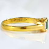 Ellibelle Jewellery Vintage Emerald & Emerald-Cut Diamond 18ct Gold Three-Stone Engagement Ring