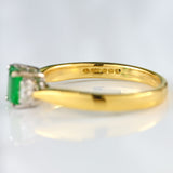 Ellibelle Jewellery Vintage Emerald & Princess-Cut Diamond 18ct Gold Three-Stone Trilogy Engagement Ring (0.40cts)