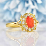 Ellibelle Jewellery Vintage Fire Opal & Diamond Gold Cluster Ring