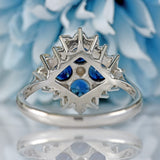 Ellibelle Jewellery Vintage Four-Stone Sapphire & Diamond 18ct White Gold Cluster Statement Ring