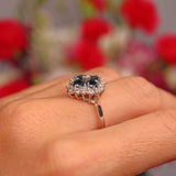 Ellibelle Jewellery Vintage Four-Stone Sapphire & Diamond 18ct White Gold Cluster Statement Ring