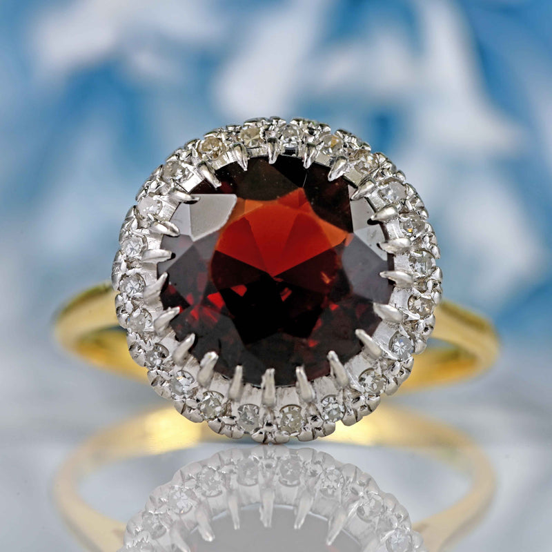 Ellibelle Jewellery Vintage Garnet & Diamond 18ct Gold Cluster Dress Ring