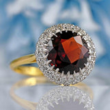 Ellibelle Jewellery Vintage Garnet & Diamond 18ct Gold Cluster Dress Ring