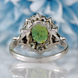 Ellibelle Jewellery Vintage Green Sapphire & Diamond 18ct White Gold Cluster Ring (2.95cts)