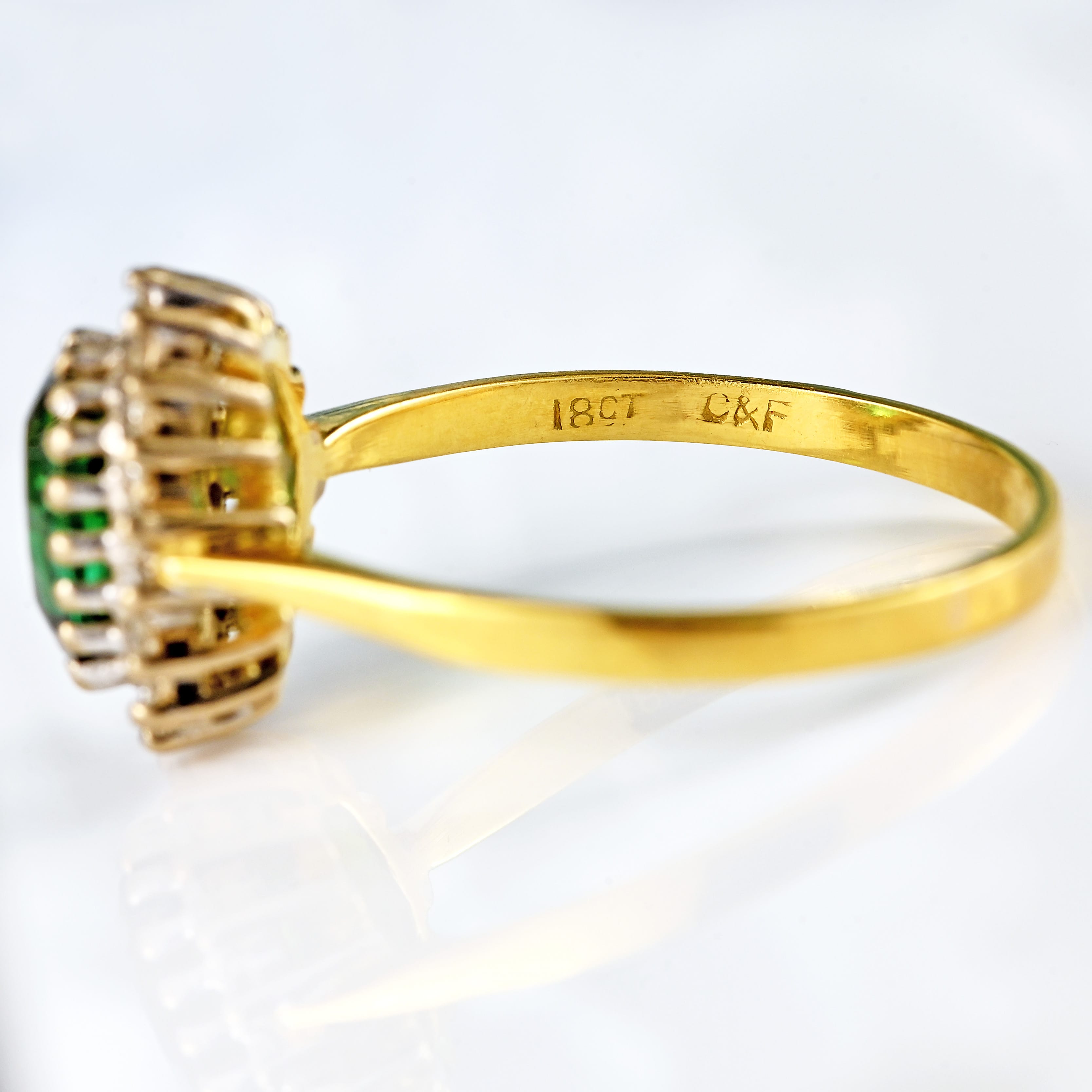 Ellibelle Jewellery Vintage Green Tourmaline & Diamond 18ct Gold Cluster Ring by Cropp and Farr