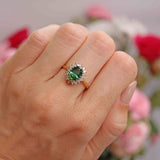 Ellibelle Jewellery Vintage Green Tourmaline & Diamond 18ct Gold Cluster Ring by Cropp and Farr