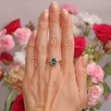 Ellibelle Jewellery Vintage Green Tourmaline & Diamond 18ct Gold Cluster Ring by Cropp and Farr