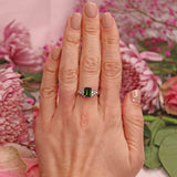 Ellibelle Jewellery Vintage Green Tourmaline & Diamond 18ct Gold Ring