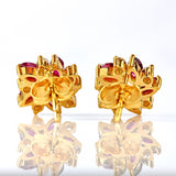 Ellibelle Jewellery Vintage Marquise-Cut Ruby & Diamond 18ct Gold Stud Earrings
