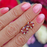 Ellibelle Jewellery Vintage Marquise-Cut Ruby & Diamond 18ct Gold Stud Earrings
