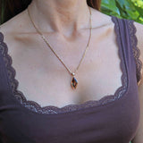 Ellibelle Jewellery Vintage Marquise-Shaped Andalusite & Diamond Gold Pendant Necklace