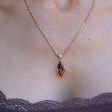 Ellibelle Jewellery Vintage Marquise-Shaped Andalusite & Diamond Gold Pendant Necklace
