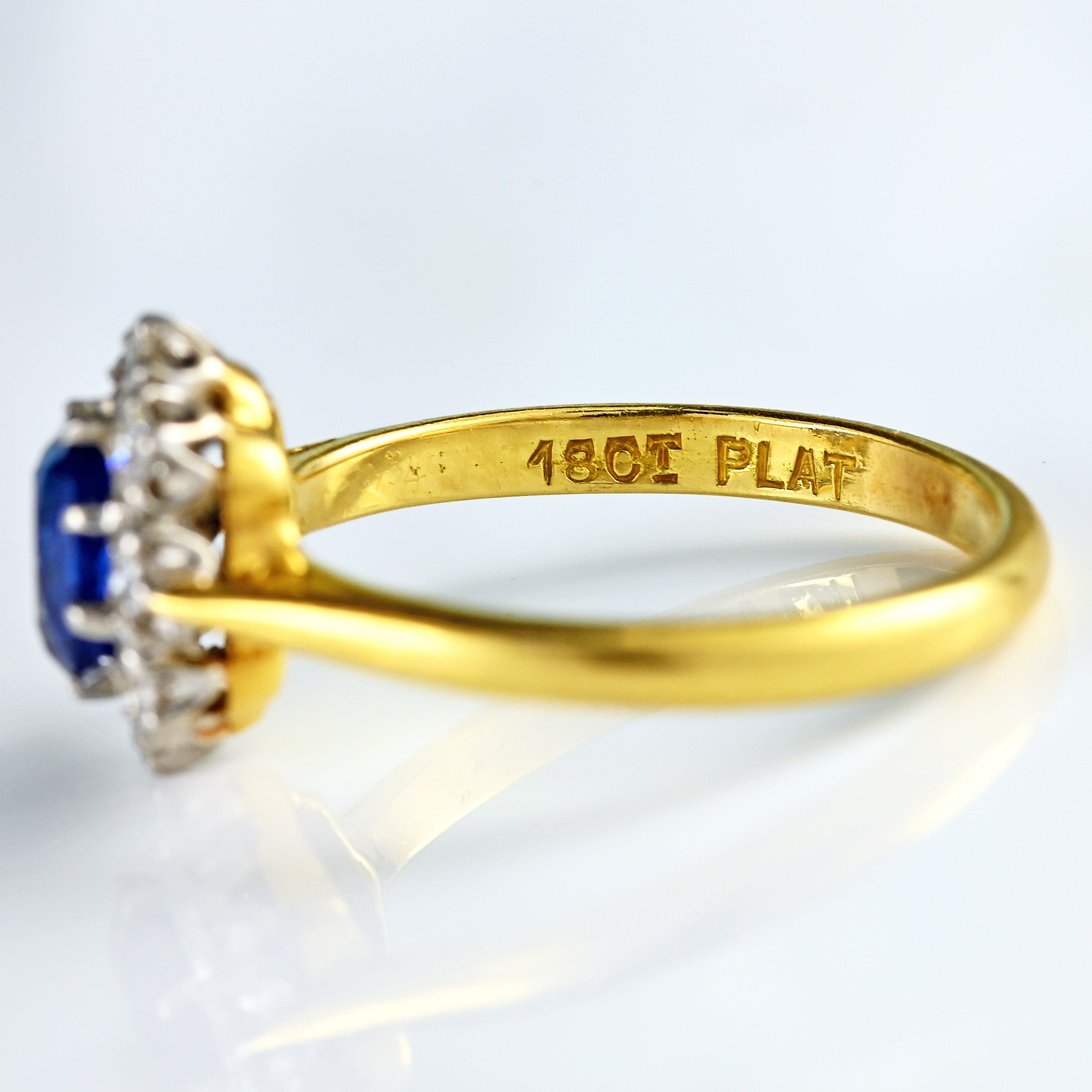 Ellibelle Jewellery Vintage Mid 20th Century Sapphire & Diamond 18ct Gold Cluster Ring (1.00ct)
