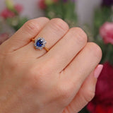 Ellibelle Jewellery Vintage Mid 20th Century Sapphire & Diamond 18ct Gold Cluster Ring (1.00ct)