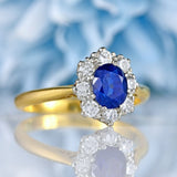 Ellibelle Jewellery Vintage Mid 20th Century Sapphire & Diamond 18ct Gold Cluster Ring (1.00ct)
