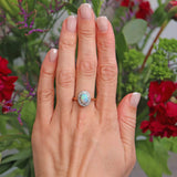 Ellibelle Jewellery Vintage Mid-Century Opal & Diamond 18ct Gold Platinum Cluster Ring