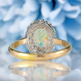 Ellibelle Jewellery Vintage Mid-Century Opal & Diamond 18ct Gold Platinum Cluster Ring