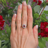 Ellibelle Jewellery Vintage Mid-Century Ruby & Diamond 18ct Gold Cluster Engagement Ring