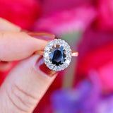 Ellibelle Jewellery Vintage Mid-Century Sapphire & Diamond 18ct Gold Platinum Cluster Ring (1.80cts)