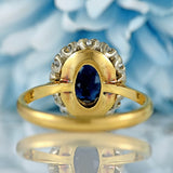 Ellibelle Jewellery Vintage Mid-Century Sapphire & Diamond 18ct Gold Platinum Cluster Ring (1.80cts)