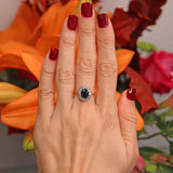 Ellibelle Jewellery Vintage Mid-Century Sapphire & Diamond 18ct Gold Platinum Cluster Ring (1.80cts)