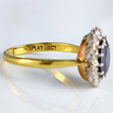 Ellibelle Jewellery Vintage Mid-Century Sapphire & Diamond 18ct Gold Platinum Cluster Ring (1.95cts)