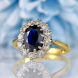 Ellibelle Jewellery Vintage Mid-Century Sapphire & Diamond 18ct Gold Platinum Cluster Ring (1.95cts)