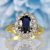 Ellibelle Jewellery Vintage Mid-Century Sapphire & Diamond 18ct Gold Platinum Cluster Ring (1.95cts)