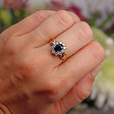 Ellibelle Jewellery Vintage Millenium Sapphire & Diamond 18ct Gold Cluster Ring