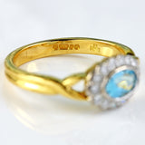 Ellibelle Jewellery Vintage Millennium Aquamarine & Diamond 18ct Gold Ring By Cropp and Farr
