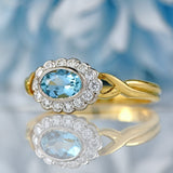 Ellibelle Jewellery Vintage Millennium Aquamarine & Diamond 18ct Gold Ring By Cropp and Farr