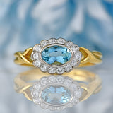 Ellibelle Jewellery Vintage Millennium Aquamarine & Diamond 18ct Gold Ring By Cropp and Farr