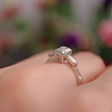 Ellibelle Jewellery Vintage Millennium Emerald-Cut Diamond 18ct White Gold Three-Stone Engagement Ring