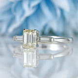Ellibelle Jewellery Vintage Millennium Emerald-Cut Diamond 18ct White Gold Three-Stone Engagement Ring