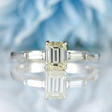 Ellibelle Jewellery Vintage Millennium Emerald-Cut Diamond 18ct White Gold Three-Stone Engagement Ring