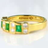 Ellibelle Jewellery Vintage Millennium Emerald & Diamond 18ct Gold Band Ring