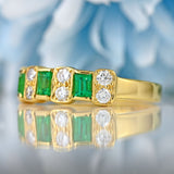 Ellibelle Jewellery Vintage Millennium Emerald & Diamond 18ct Gold Band Ring
