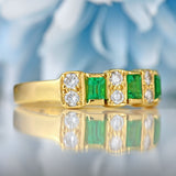 Ellibelle Jewellery Vintage Millennium Emerald & Diamond 18ct Gold Band Ring