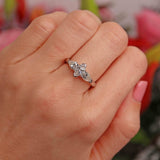 Ellibelle Jewellery Vintage Millennium Marquise & Pear-Cut Diamond Platinum Three-Stone Engagement Ring