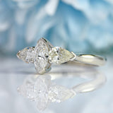 Ellibelle Jewellery Vintage Millennium Marquise & Pear-Cut Diamond Platinum Three-Stone Engagement Ring