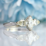 Ellibelle Jewellery Vintage Millennium Marquise & Pear-Cut Diamond Platinum Three-Stone Engagement Ring
