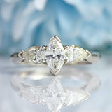Ellibelle Jewellery Vintage Millennium Marquise & Pear-Cut Diamond Platinum Three-Stone Engagement Ring