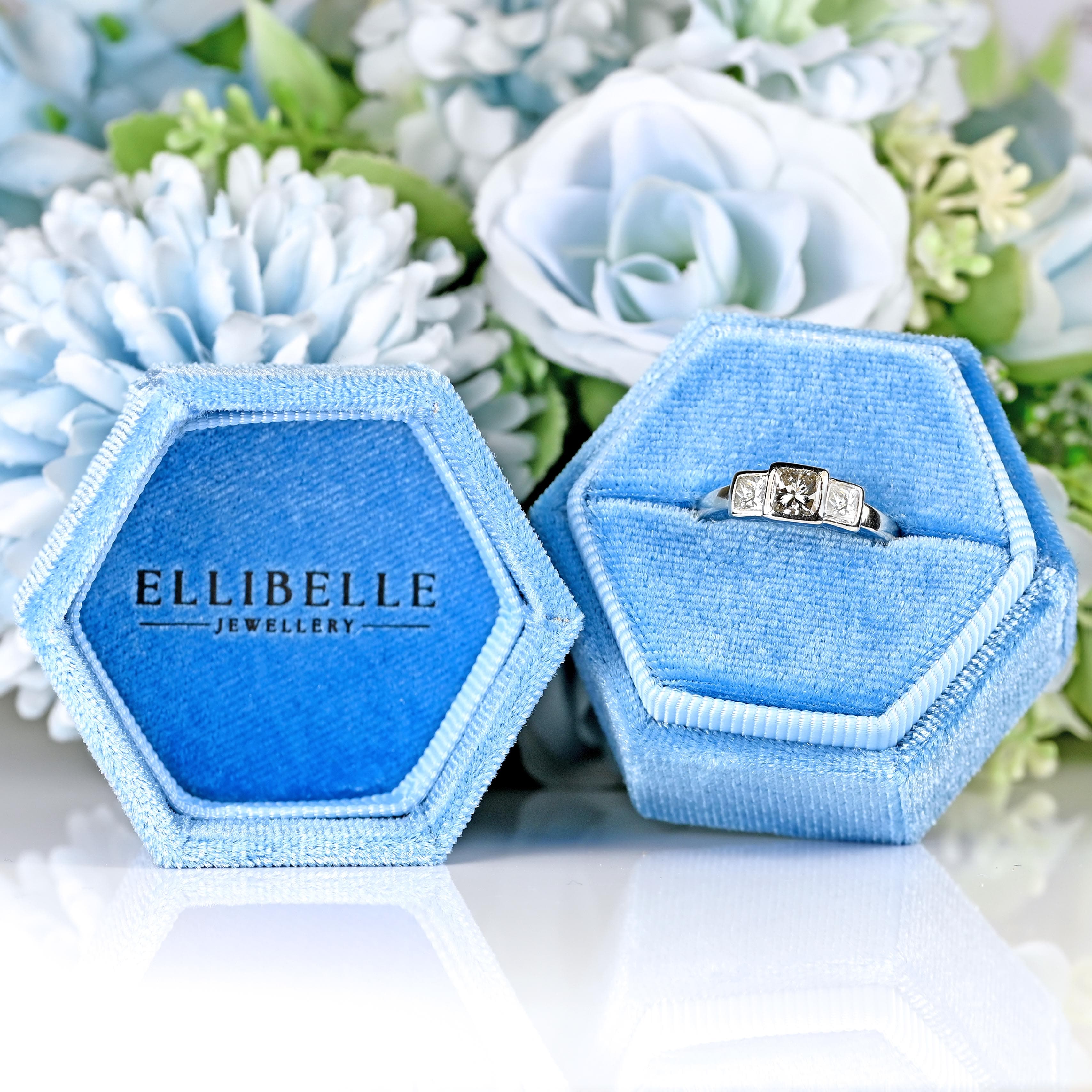 Ellibelle Jewellery Vintage Millennium Princess-Cut Diamond Platinum Three-Stone Engagement Ring (2.20cts)