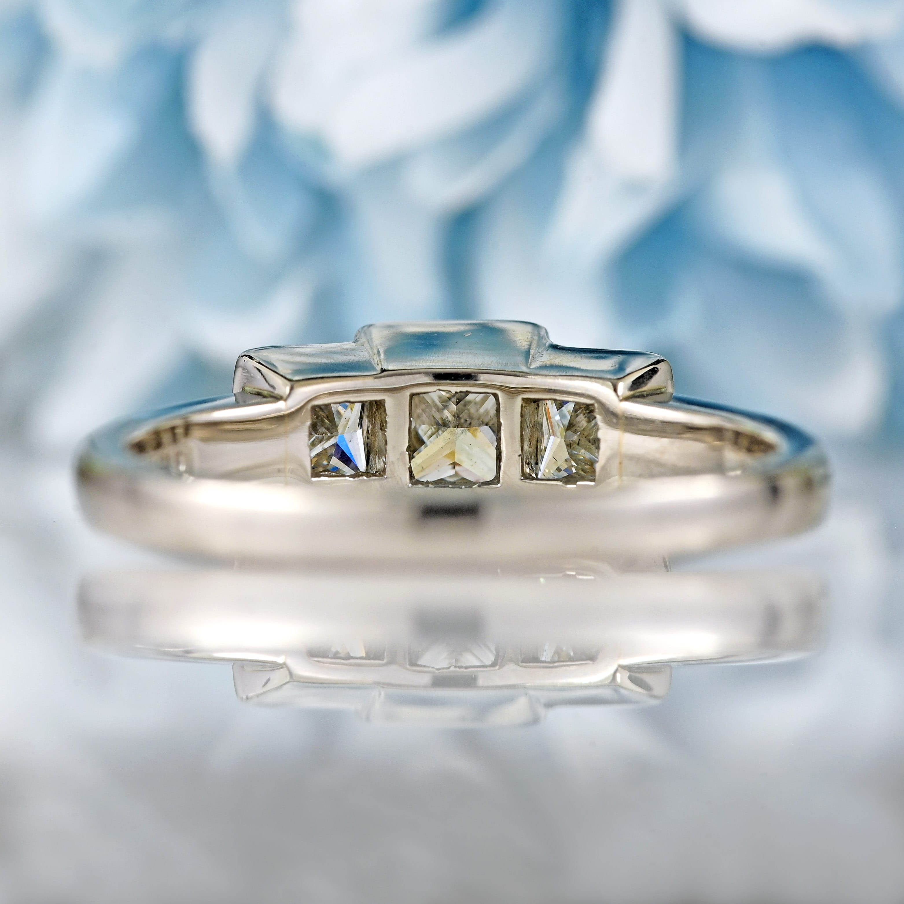 Ellibelle Jewellery Vintage Millennium Princess-Cut Diamond Platinum Three-Stone Engagement Ring (2.20cts)