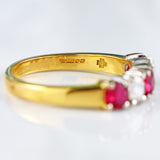 Ellibelle Jewellery Vintage Millennium Ruby & Diamond 18ct Gold Five-Stone Half-Eternity Band Ring