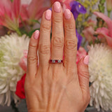 Ellibelle Jewellery Vintage Millennium Ruby & Diamond 18ct Gold Five-Stone Half-Eternity Band Ring